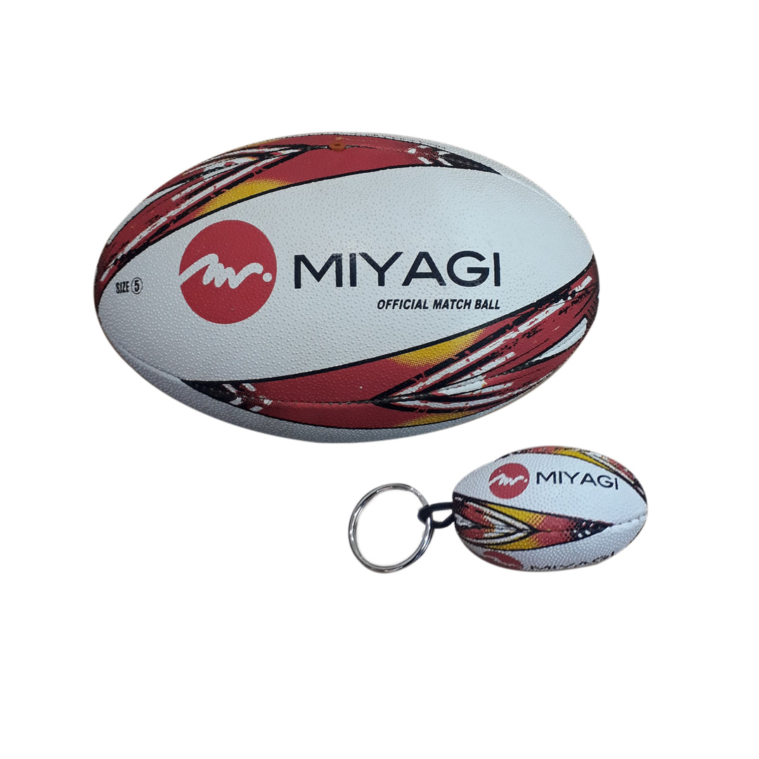LLAVERO BALON RUGBY MIYAGI COSIDO PU-RUB