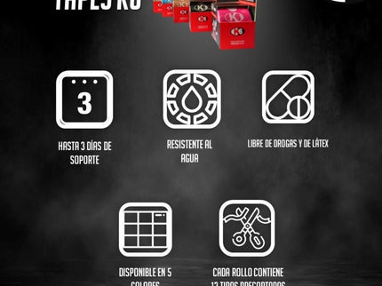 Cinta Kinesiológica Elástica Deportiva K6 Rollo 3m x 5cm