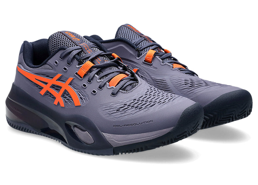 GEL-RESOLUTION X CLAY GREYIS PURPLE/NOVA ORANGE (Polvo de ladrillo) (Caballero)