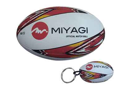 LLAVERO BALON RUGBY MIYAGI COSIDO PU-RUB