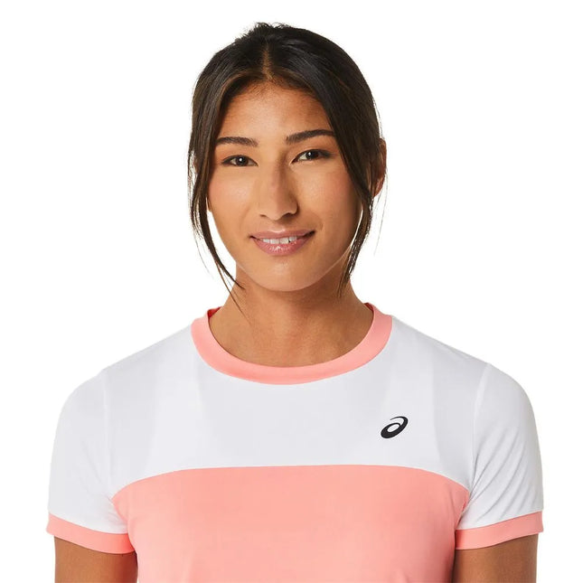 WOMEN COURT SS TOP GUAVA/BRILLIANT WHITE