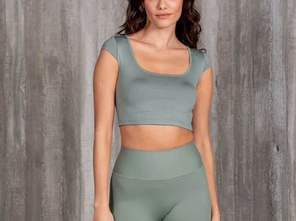 Crop Top Escote Amplio Manga Casquito #98527