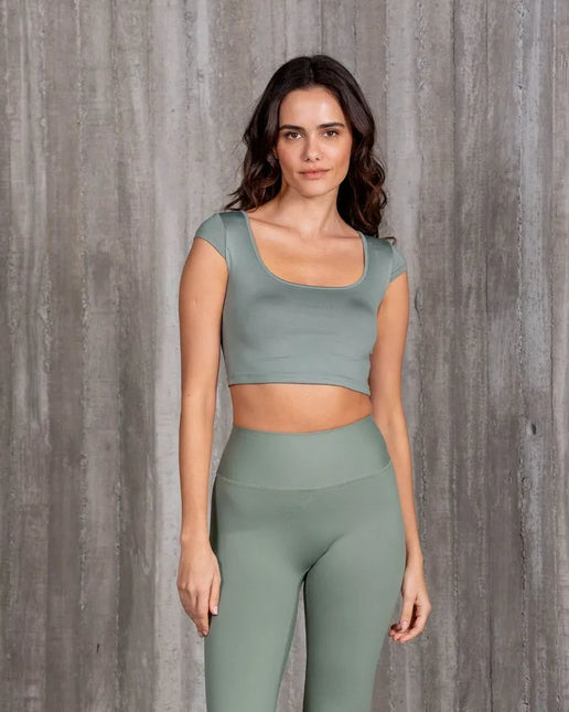 Crop Top Escote Amplio Manga Casquito #98527