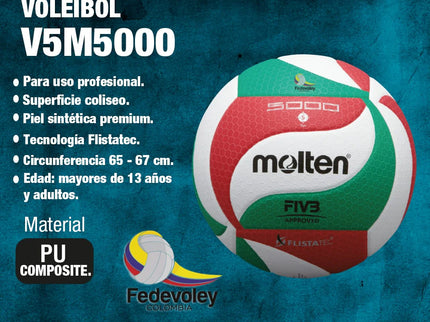 BALON VOLEIBOL MOLTEN FEDERACION V5M5000