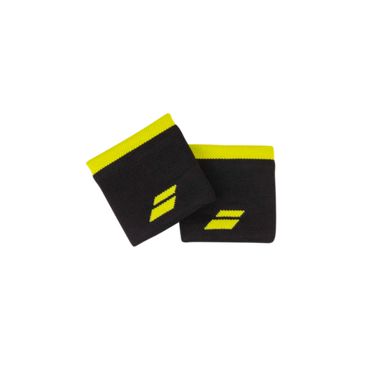 Muñequera Babolat corta (Negro / Amarillo) x 2