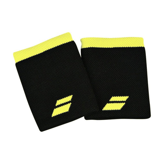Muñequera Babolat Larga (Negro/amarillo) x 2