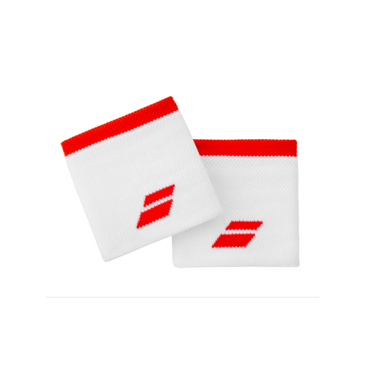 Muñequera Babolat corta (Blanco/rojo) x 2